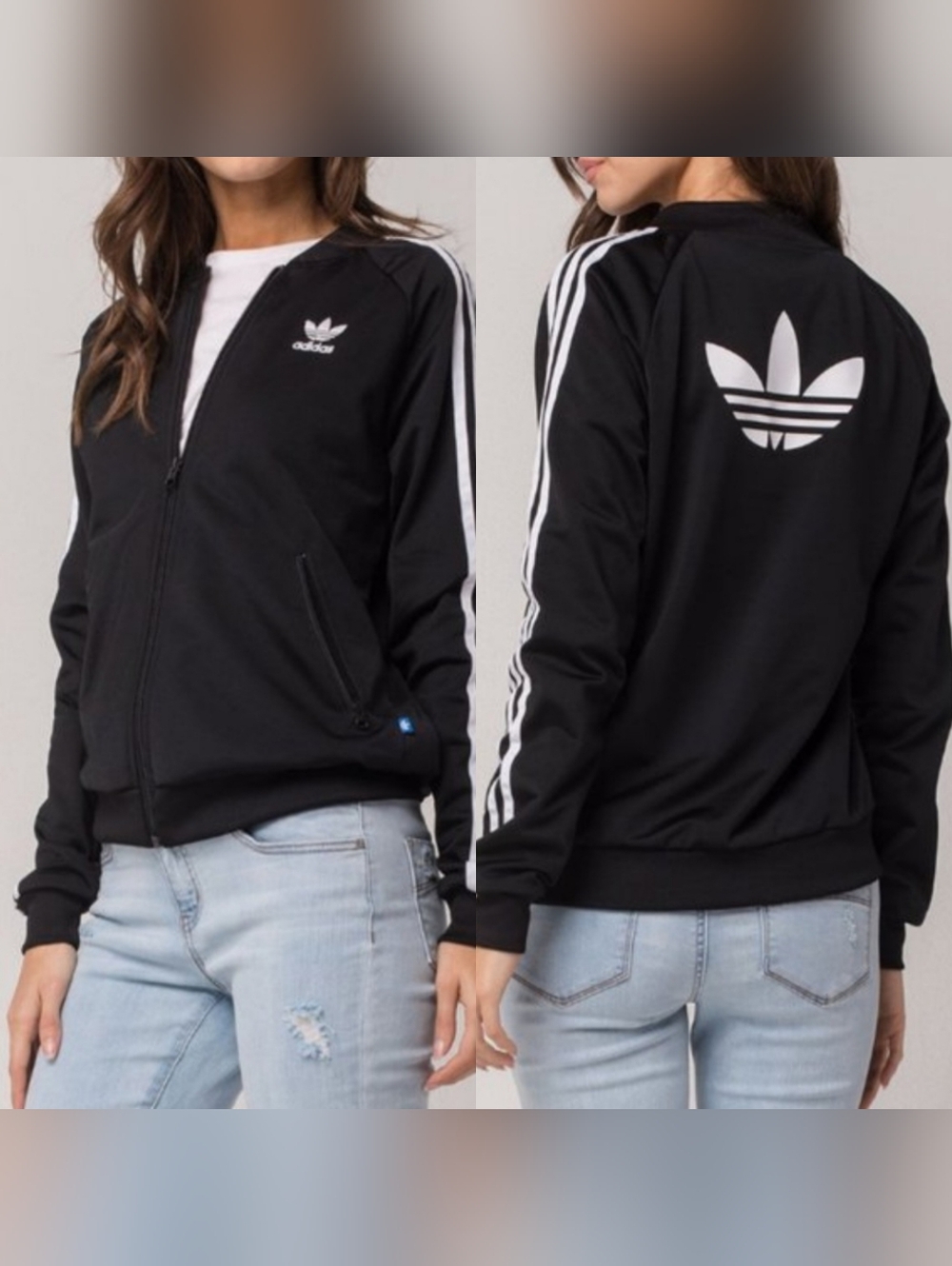 Adidas Originals Firebird Track Jacket Black Big Logo Trefoil Women’s XS
